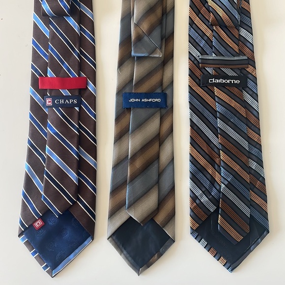 Bundle of 3 Handmade Striped Men’s Ties - Brown and Blue Hues - Picture 3 of 7